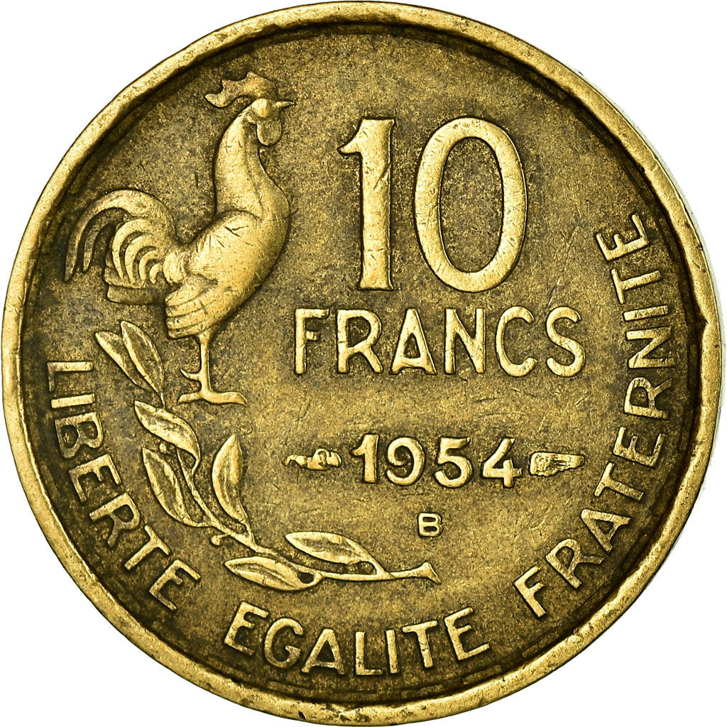 Moeda, França, Guiraud, 10 Francs, 1954, Beaumont - Le Roger, VF(30-35)