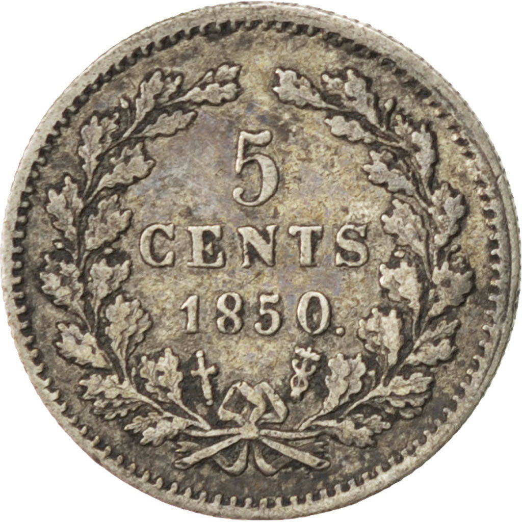 Coin, Netherlands, William III, 5 Cents, 1850, EF(40-45), Silver, KM:91