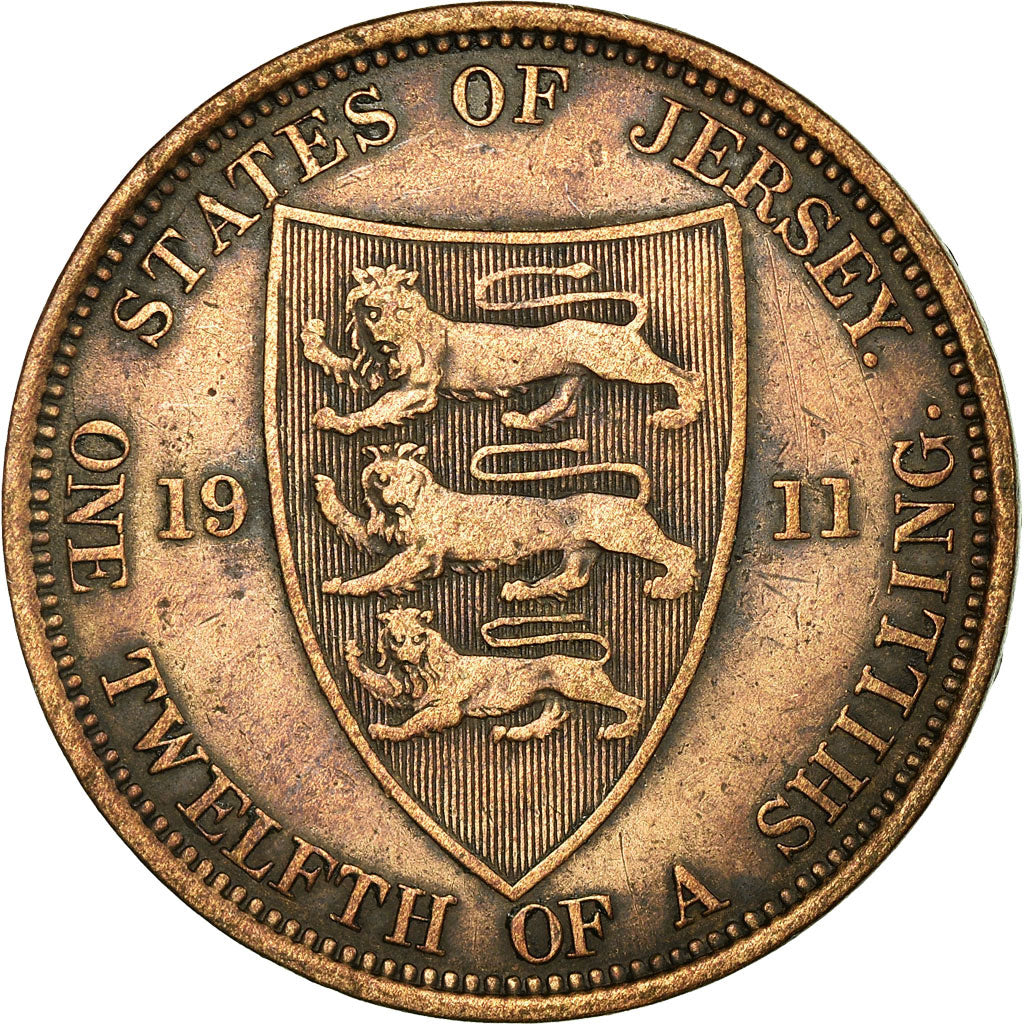 Coin, Jersey, George V, 1/12 Shilling, 1911, EF(40-45), Bronze, KM:12
