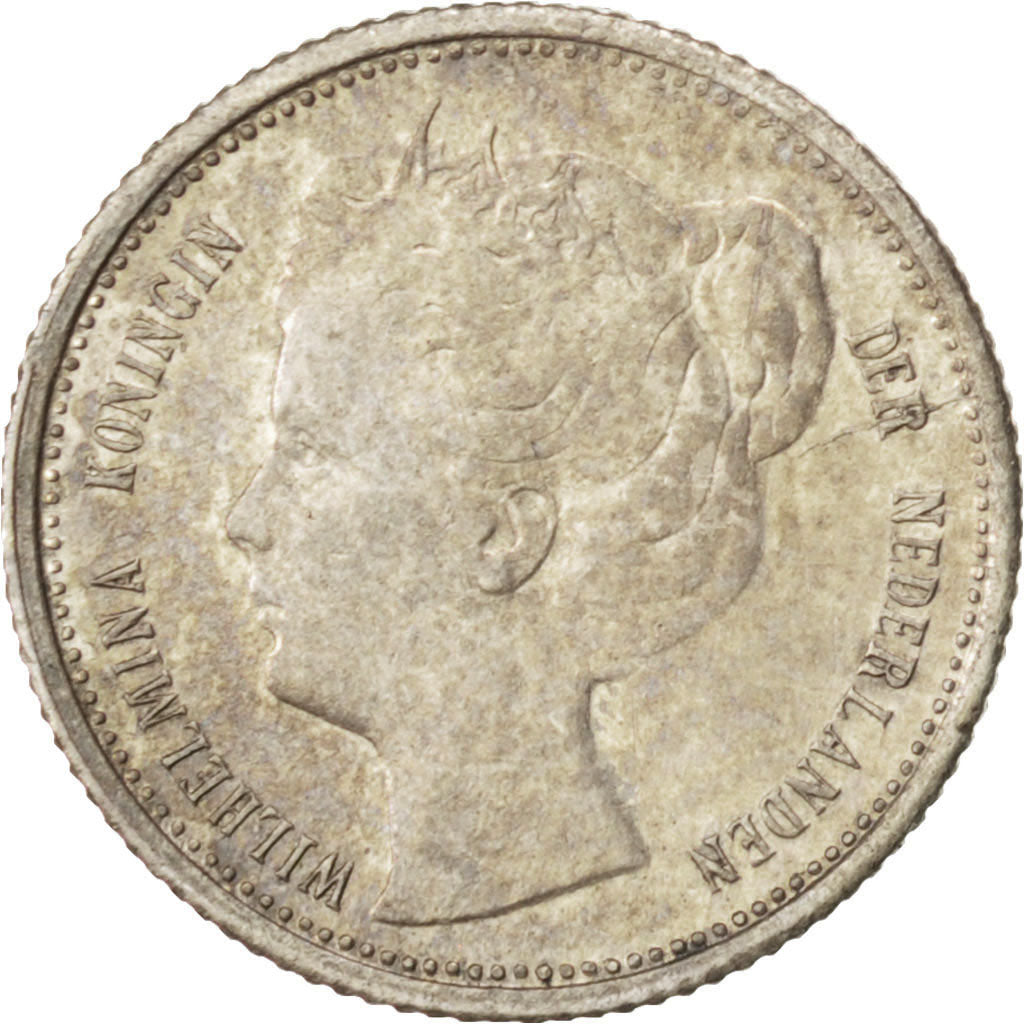 NETHERLANDS, 10 Cents, 1901, KM #119, EF(40-45), Silver, 15, 1.39