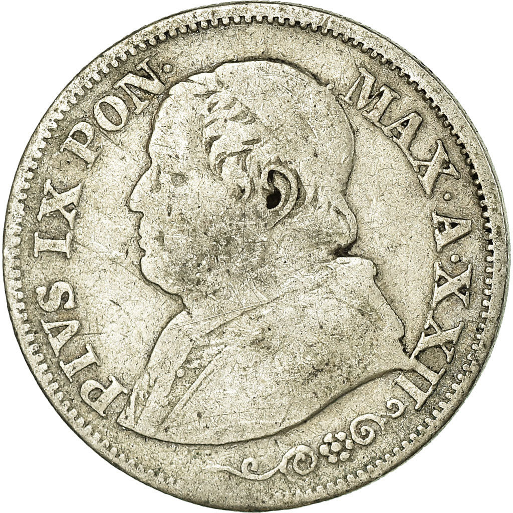 Coin, ITALIAN STATES, PAPAL STATES, Pius IX, 10 Soldi, 50 Centesimi, 1868, Roma