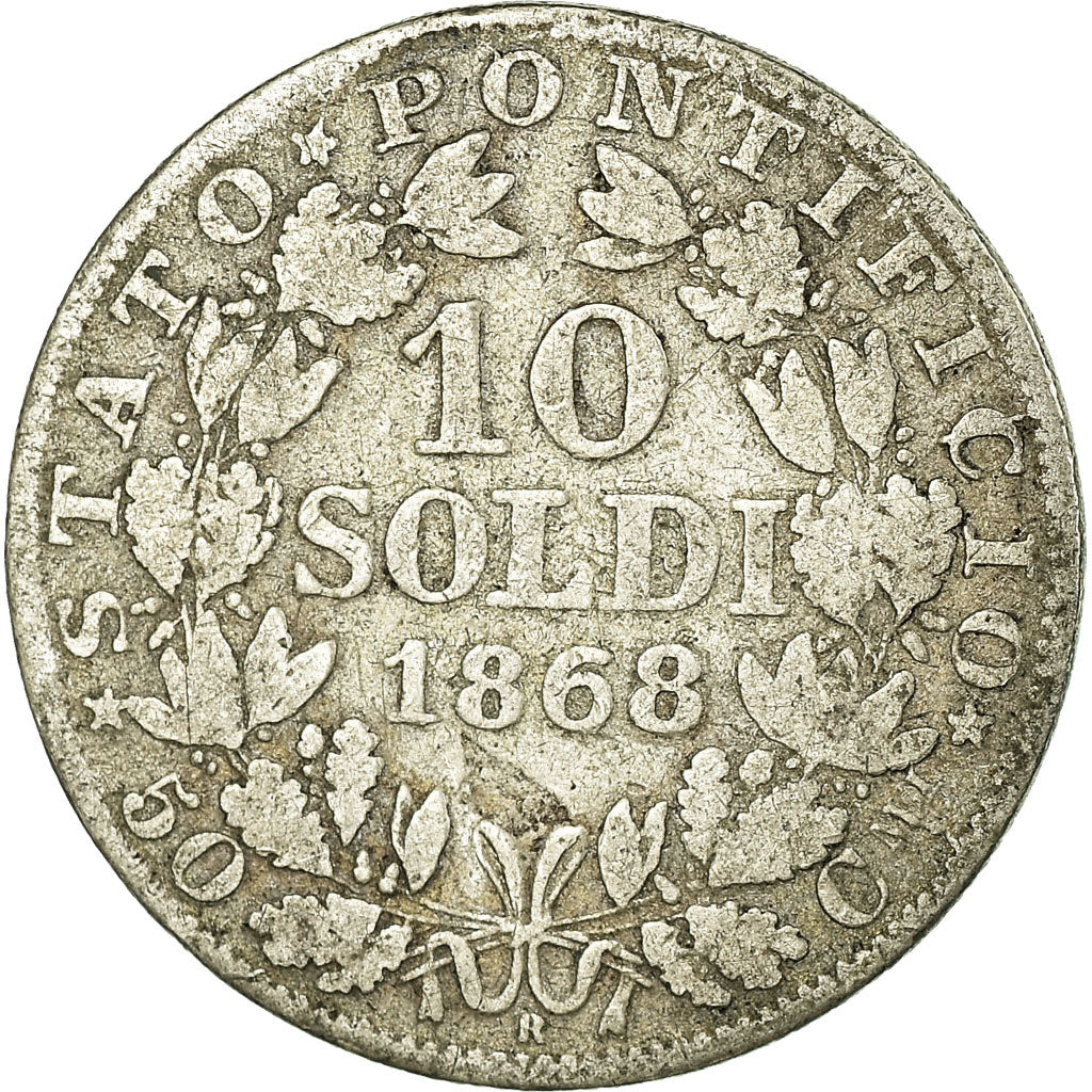 Coin, ITALIAN STATES, PAPAL STATES, Pius IX, 10 Soldi, 50 Centesimi, 1868, Roma