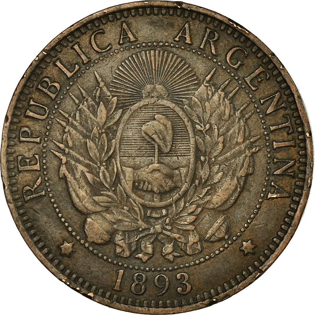 Munten, Argentinië, 2 Centavos, 1893, FR+, Bronze, KM:33