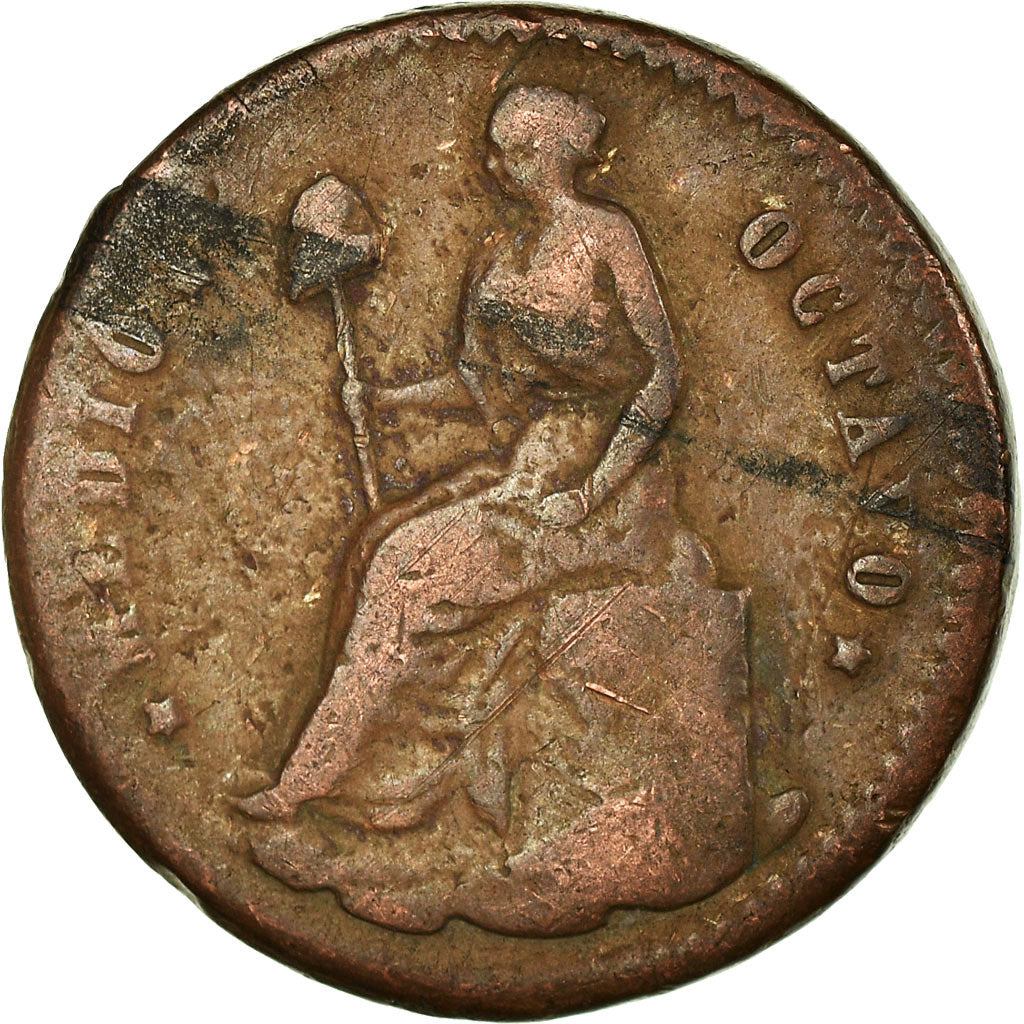 Moneda, México, 1/16 Real, Medio Octavo, 1861, Guadalajara, BC+, Cobre, KM:317