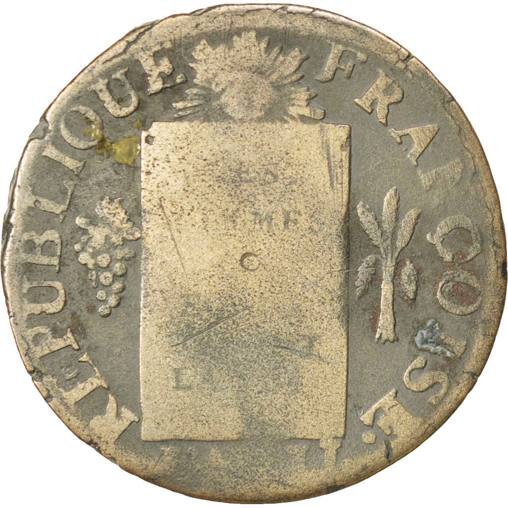 France, Sol aux balances françoise, Sol, 1793, Lille, F(12-15), Bronze