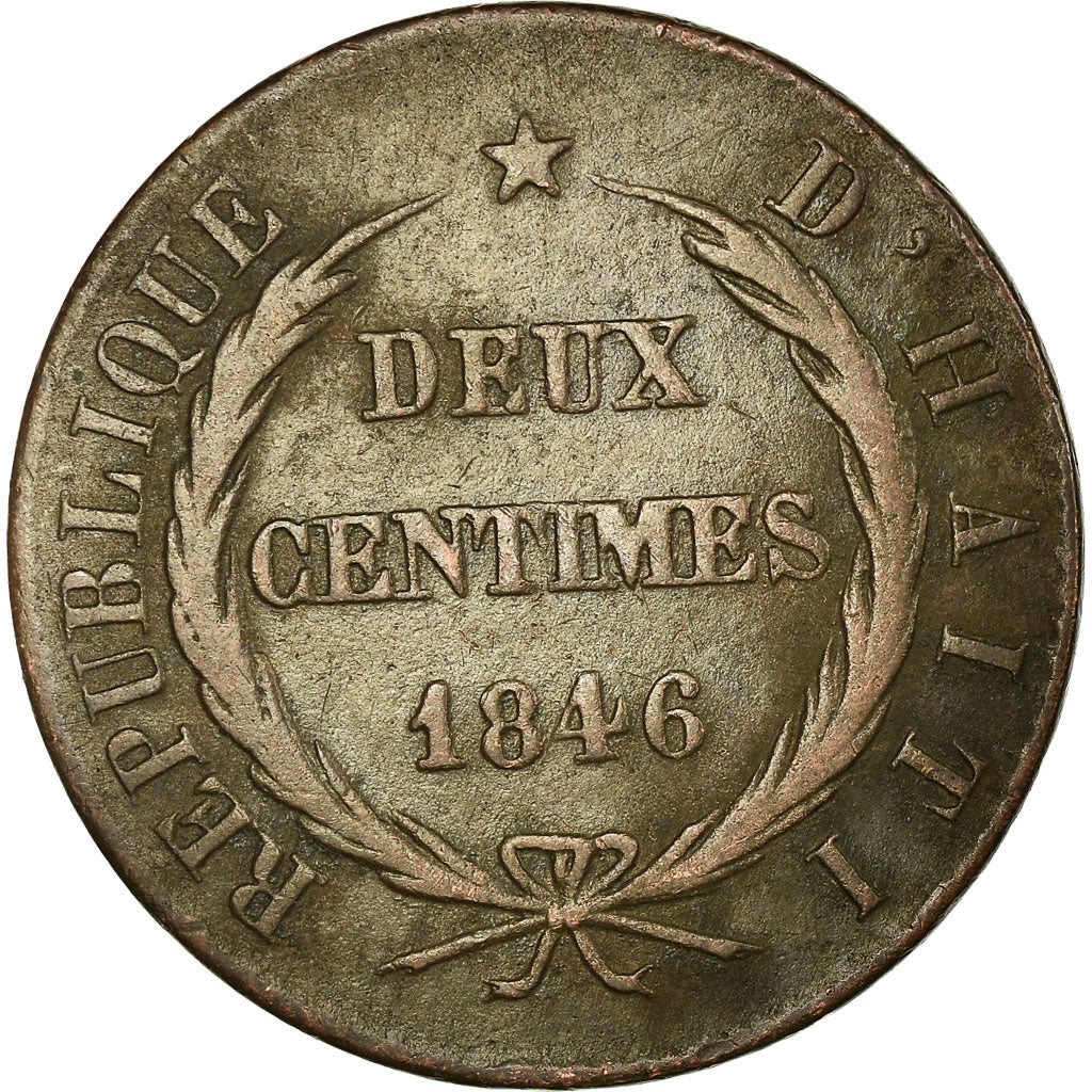 Monnaie, Haïti, 2 Centimes, 1846, TB+, Cuivre, KM:26