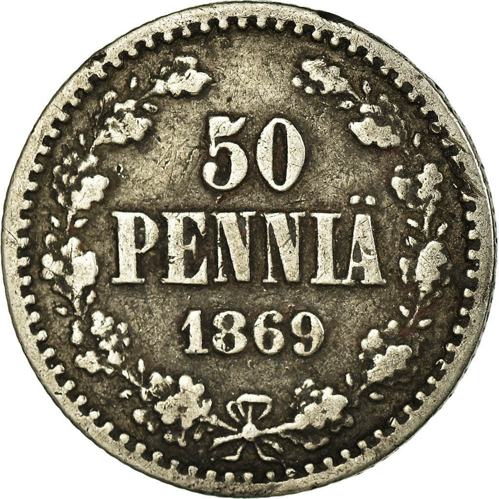 Münze, Finnland, Alexander II, 50 Penniä, 1869, S+, Silber, KM:2.1