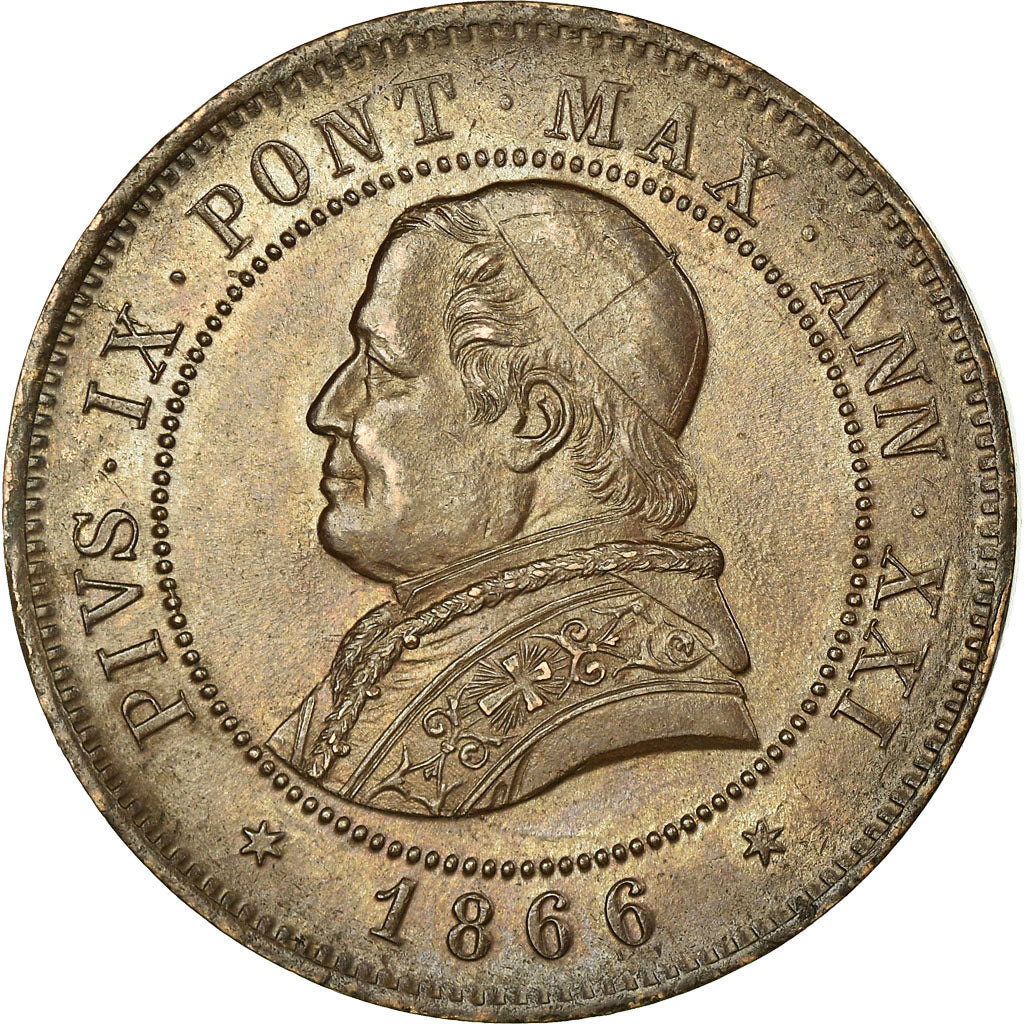 Moneda, Estados italianos, PAPAL STATES, Pius IX, 4 Soldi, 20 Centesimi, 1866