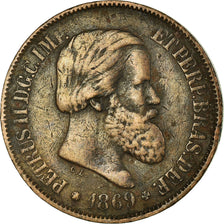 Monnaie, Brésil, Pedro II, 20 Reis, 1869, TTB, Bronze, KM:474