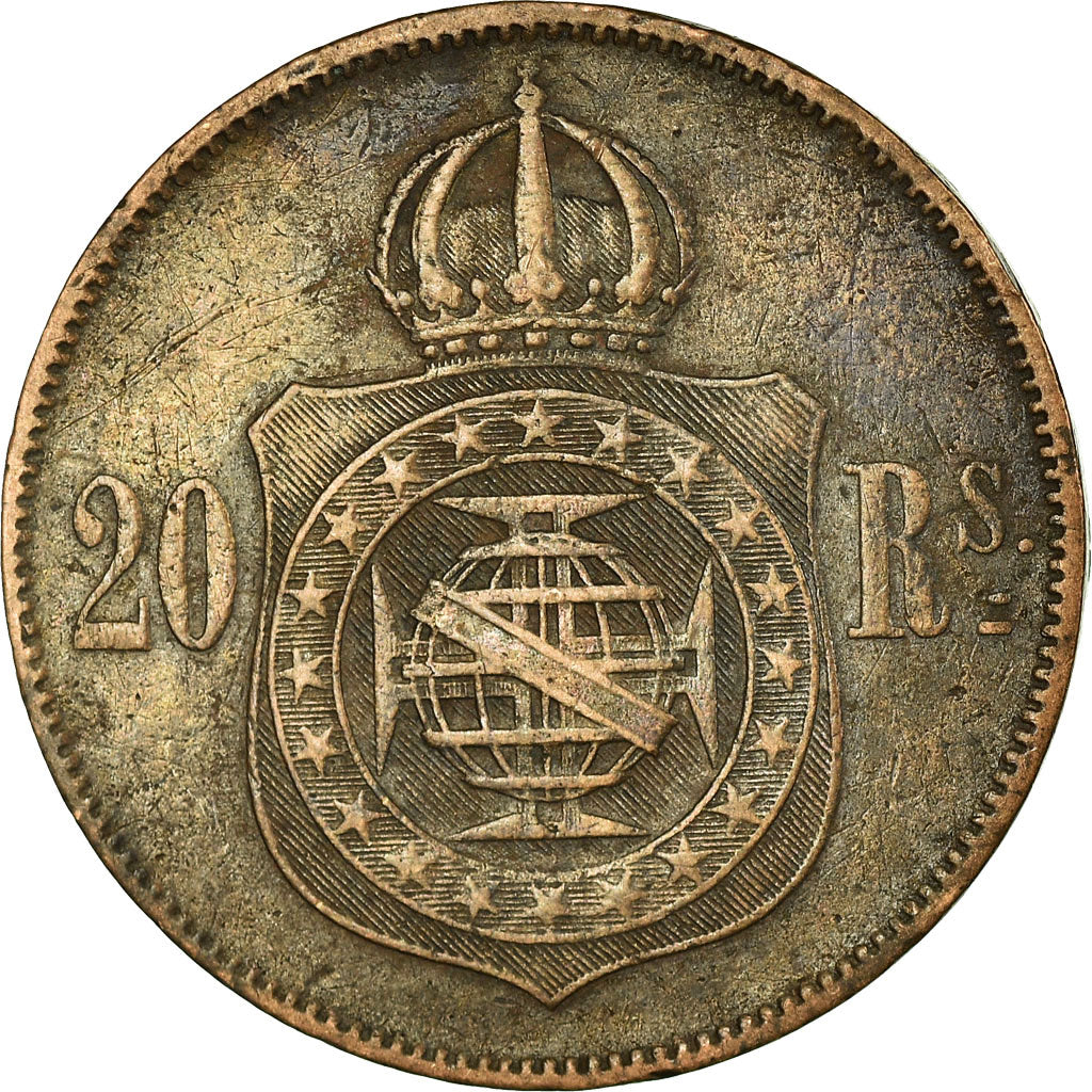 Monnaie, Brésil, Pedro II, 20 Reis, 1869, TTB, Bronze, KM:474