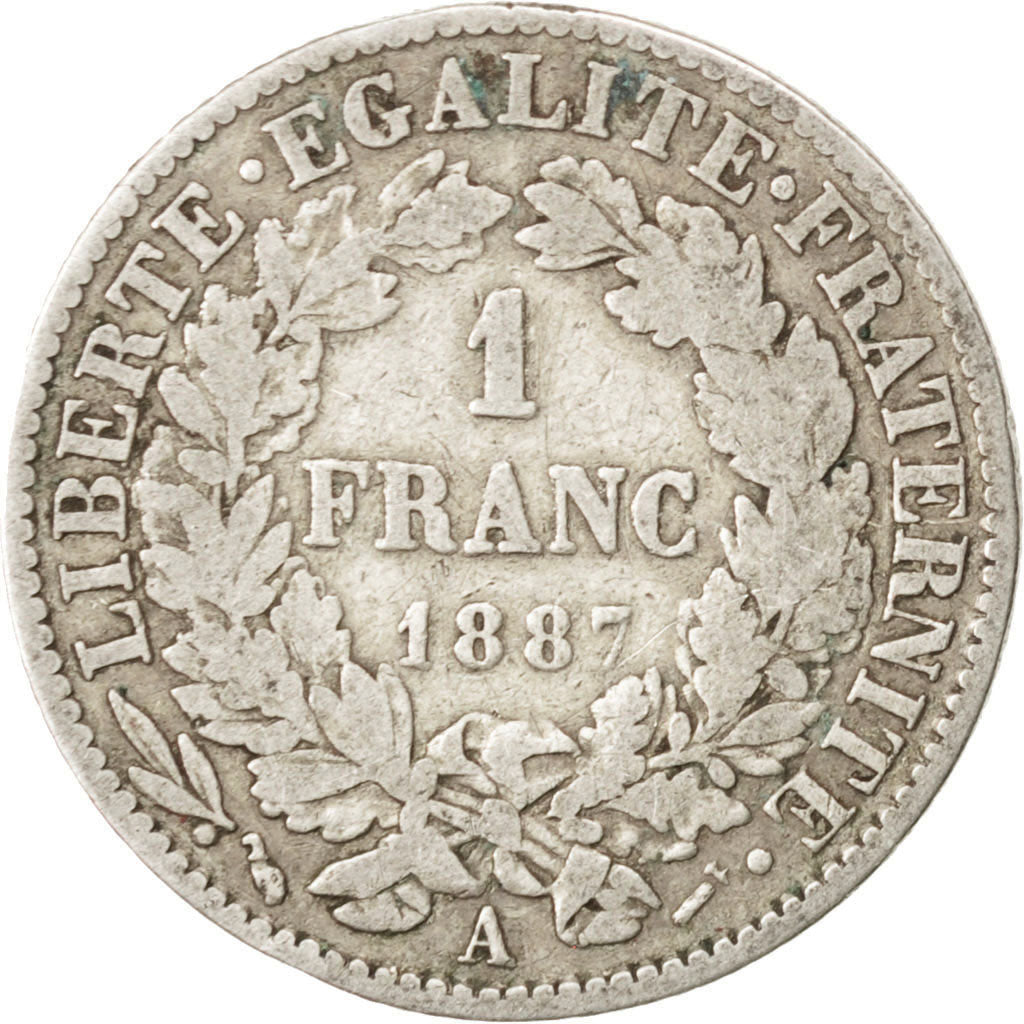 Francia, Cérès, Franc, 1887, Paris, FDC, Argento, KM:822.1, Gadoury:465a