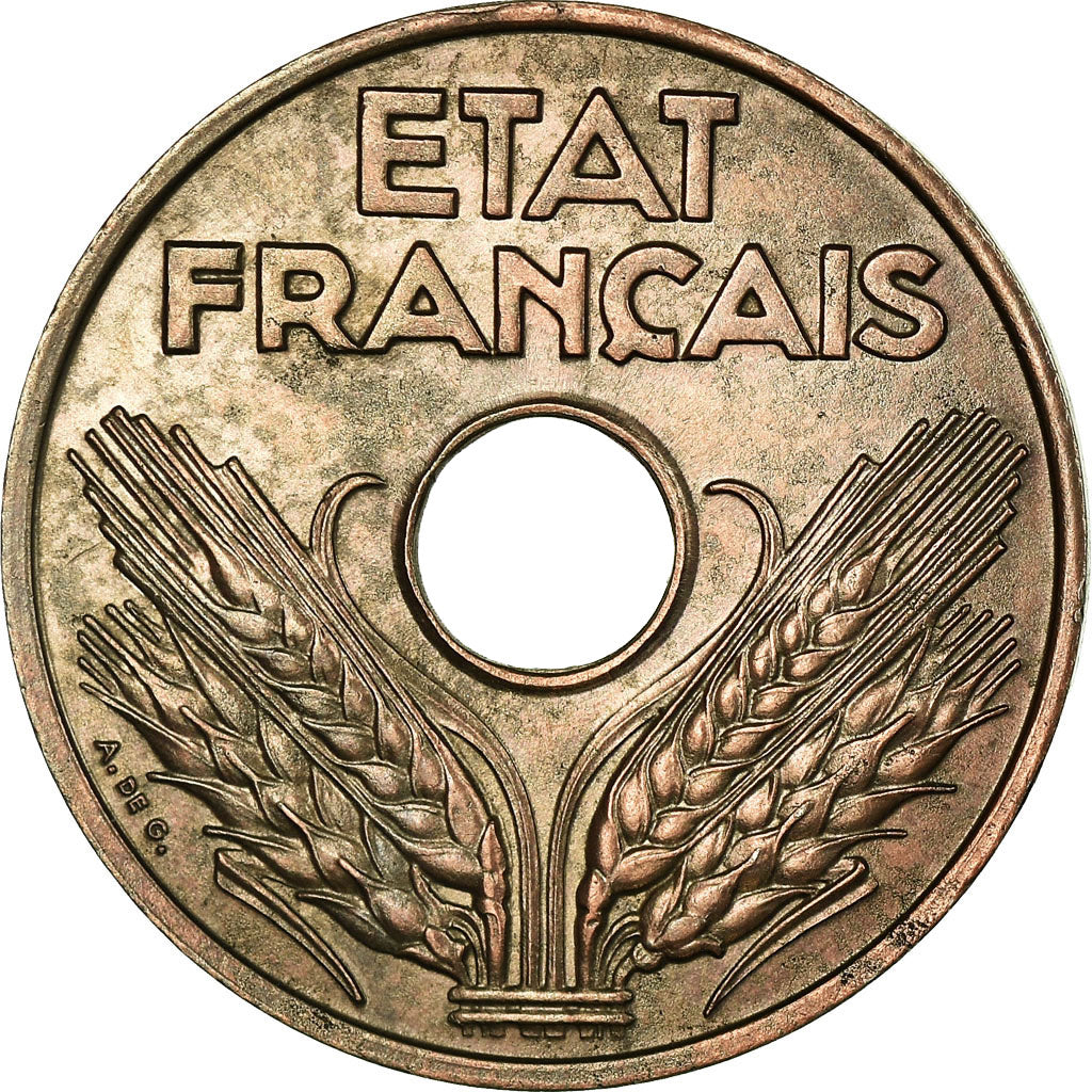 Coin, France, État français, 20 Centimes, 1944, Paris, AU(55-58), Iron
