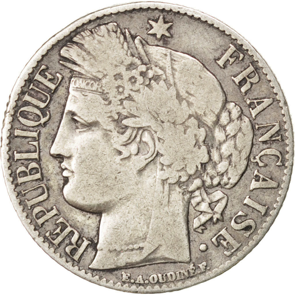 FRANCE, Cérès, Franc, 1895, Paris, KM #822.1, VF(30-35), Silver, 23, Gadoury #..