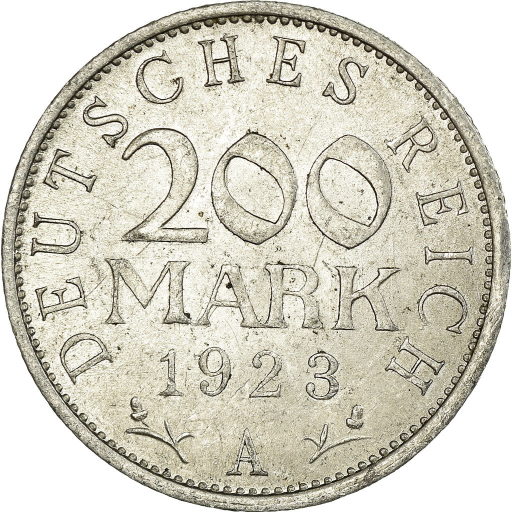 Coin, GERMANY, WEIMAR REPUBLIC, 200 Mark, 1923, Berlin, AU(55-58), Aluminum