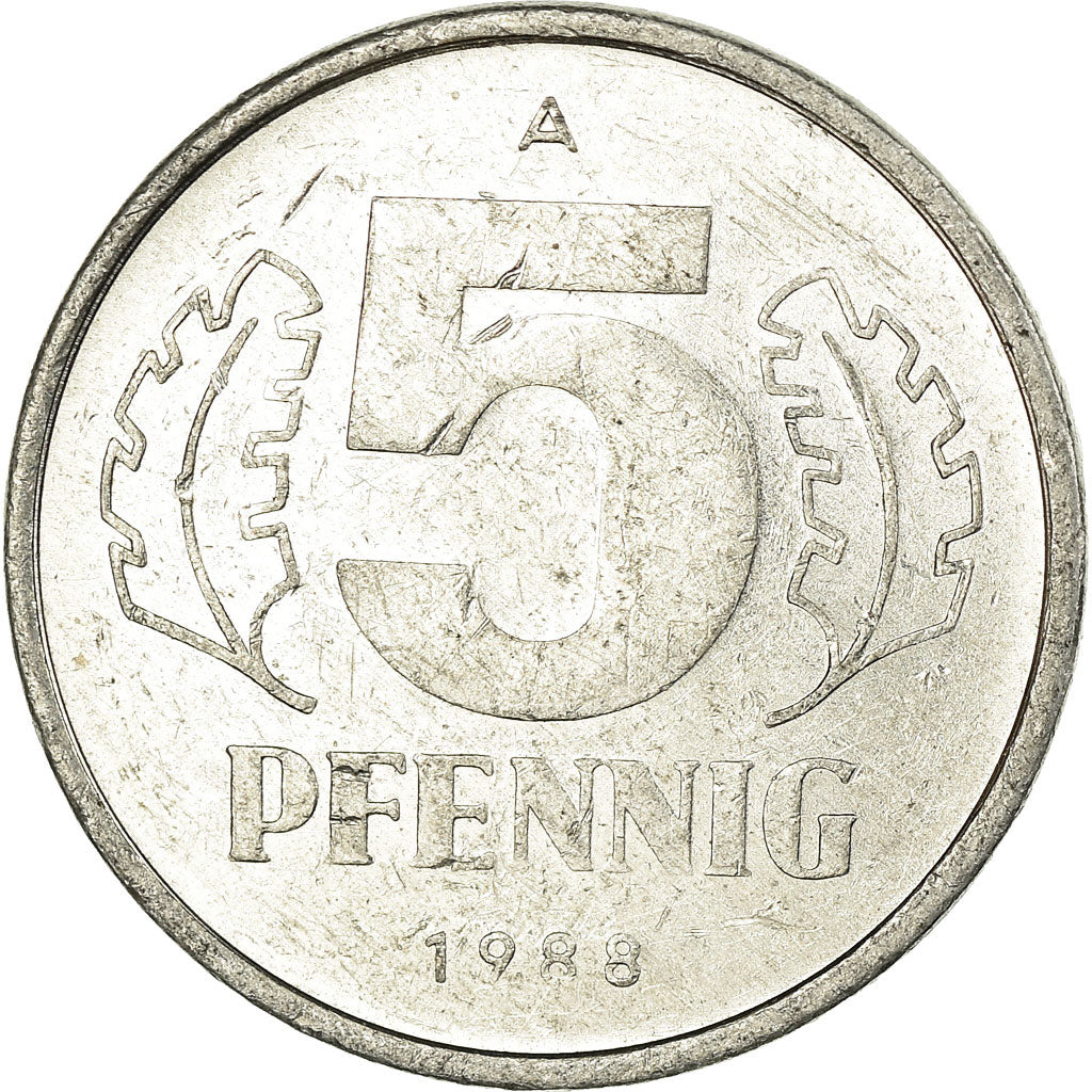 Münze, GERMAN-DEMOCRATIC REPUBLIC, 5 Pfennig, 1988, Berlin, VZ, Aluminium