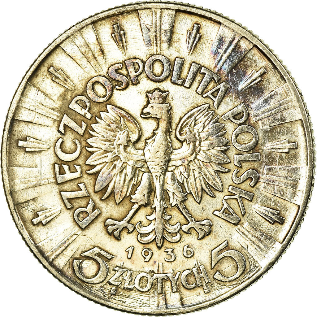Coin, Poland, 5 Zlotych, 1936, Warsaw, EF(40-45), Silver, KM:28
