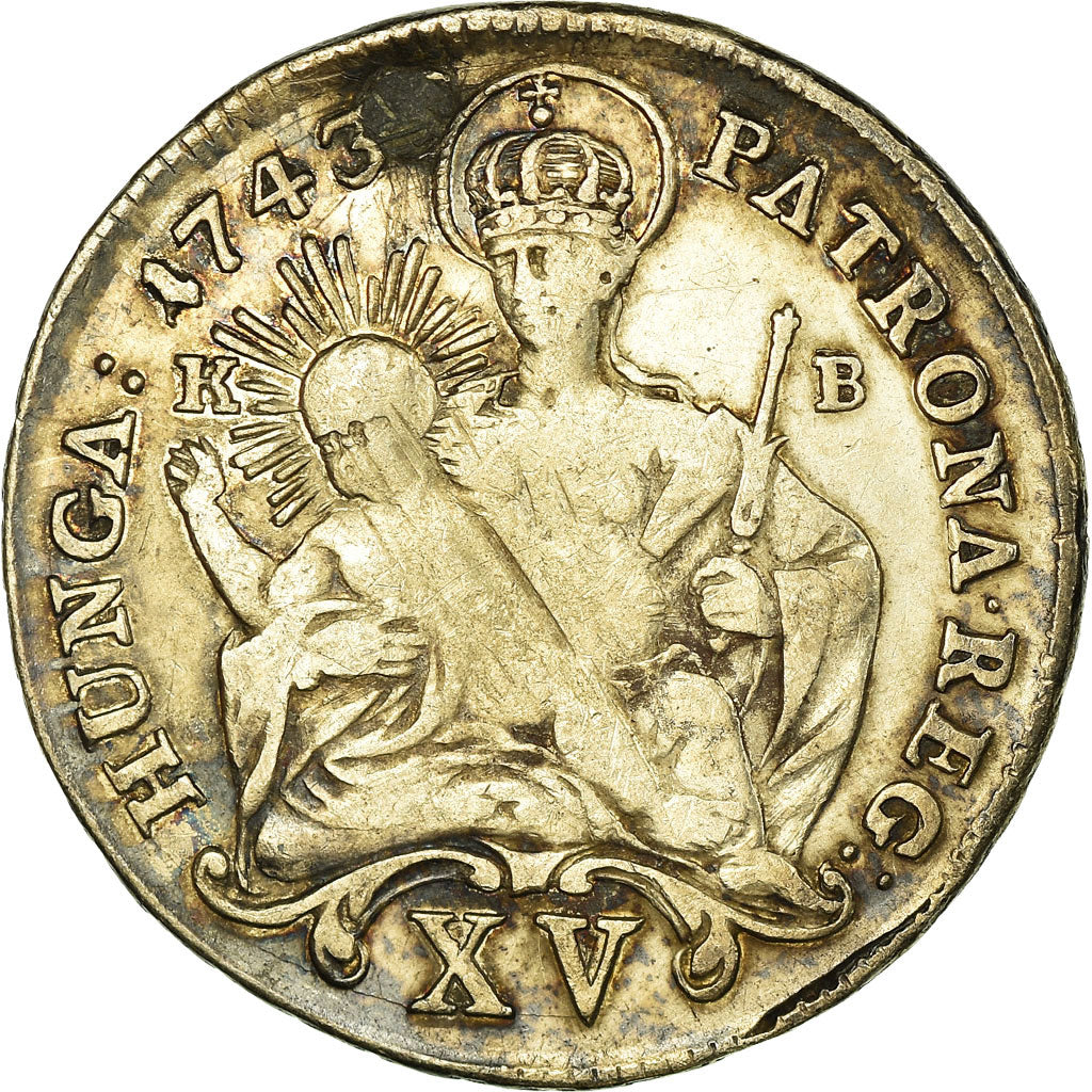 Coin, Hungary, Maria Theresia, 15 Krajczar, 1743, Budapest, VF(30-35), Silver