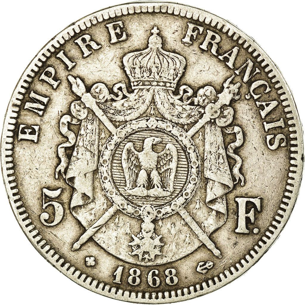 Coin, France, Napoléon III, 5 Francs, 1868, Strasbourg, VF(30-35), Silver