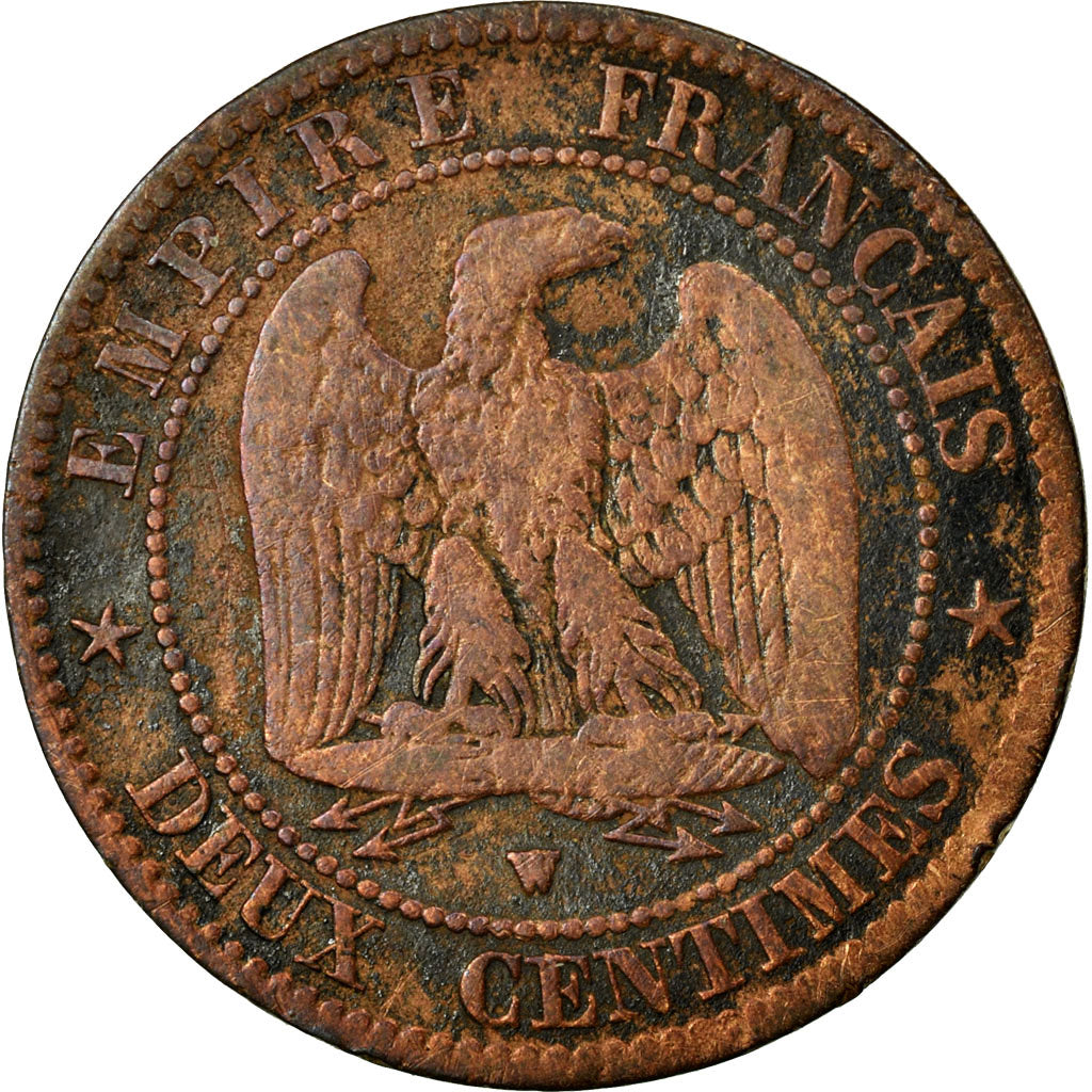 Moneda, Francia, Napoleon III, Napoléon III, 2 Centimes, 1854, Lille, BC+