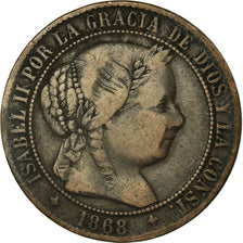 Coin, Spain, Isabel II, 1/2 Centimo, 1868, Madrid, VF(30-35), Copper, KM:632.2