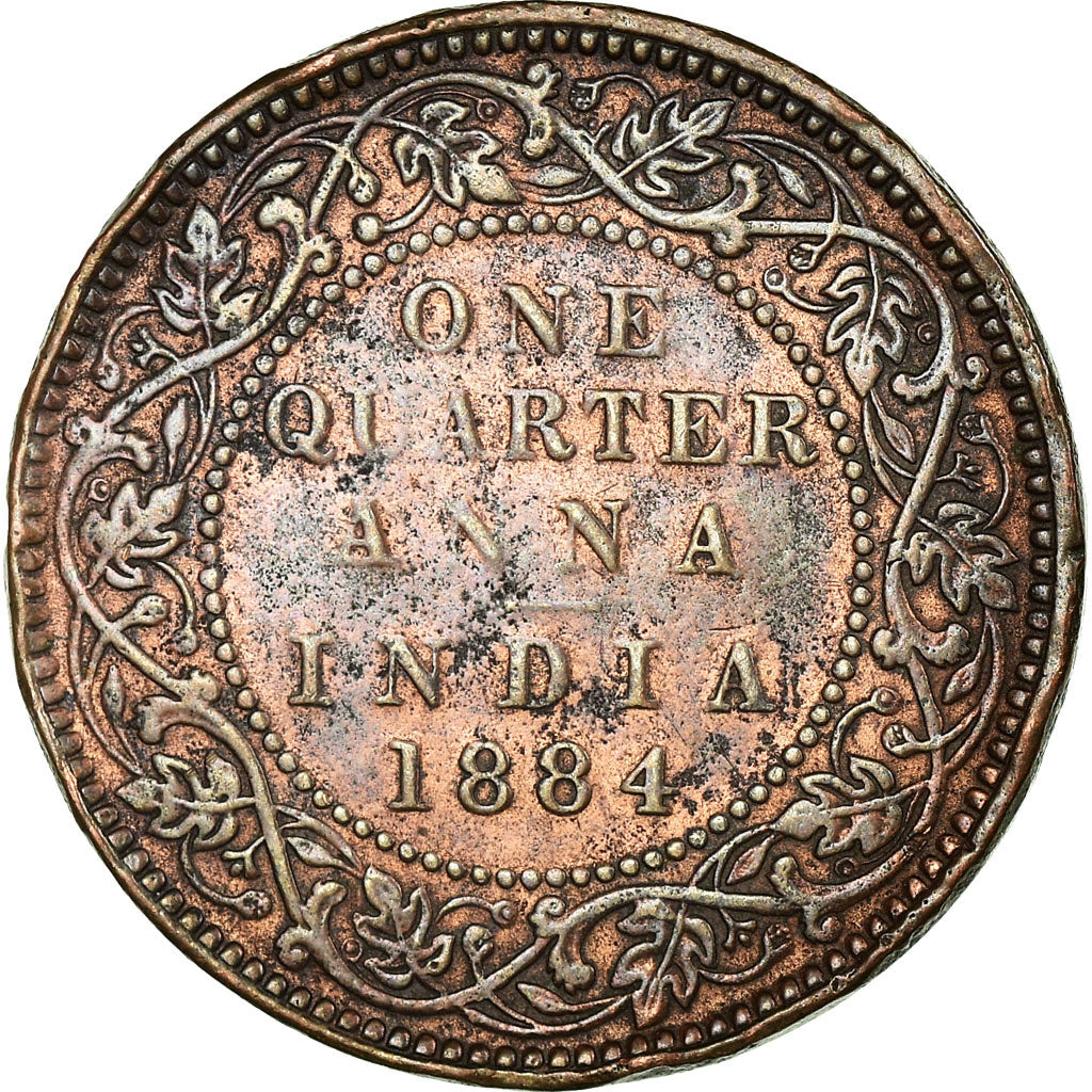 Munten, INDIA-BRITS, Victoria, 1/4 Anna, 1864, FR+, Koper, KM:486