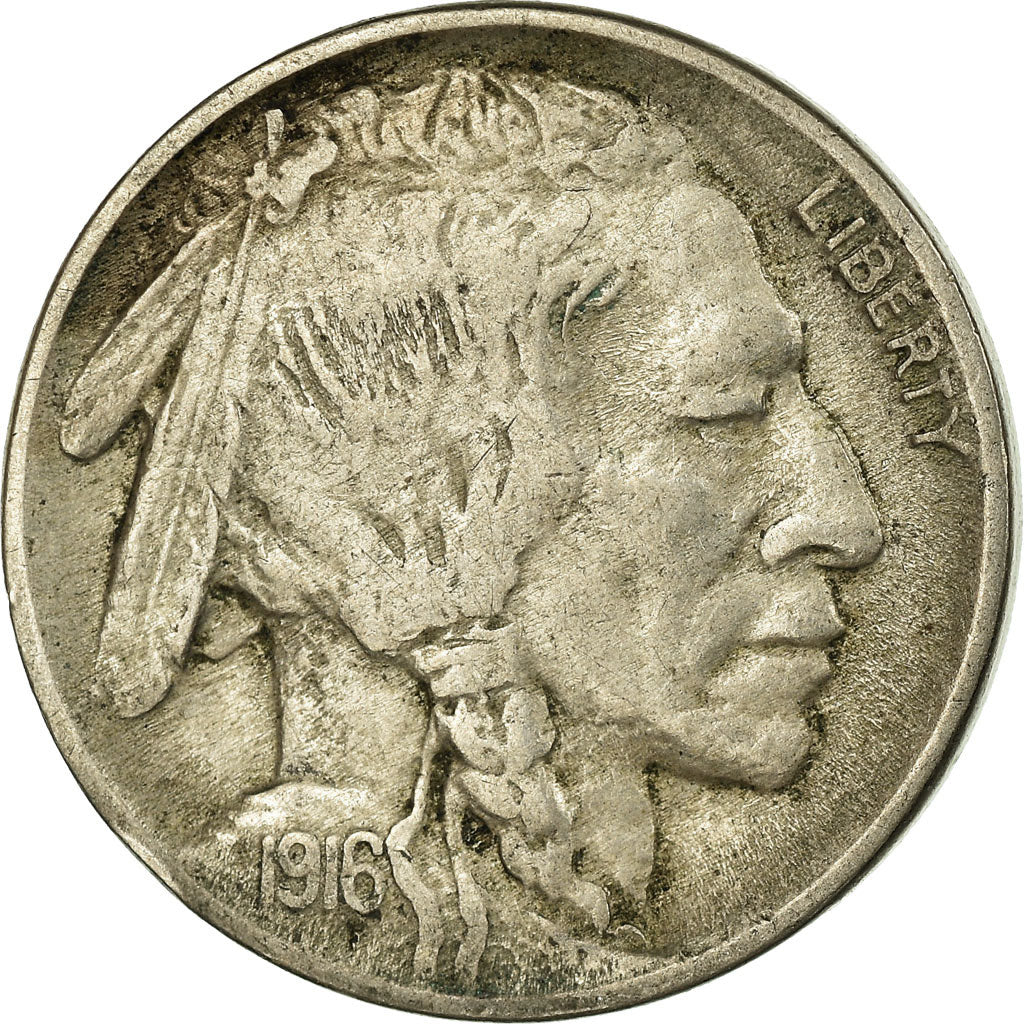 Coin, United States, Buffalo Nickel, 5 Cents, 1916, U.S. Mint, Philadelphia