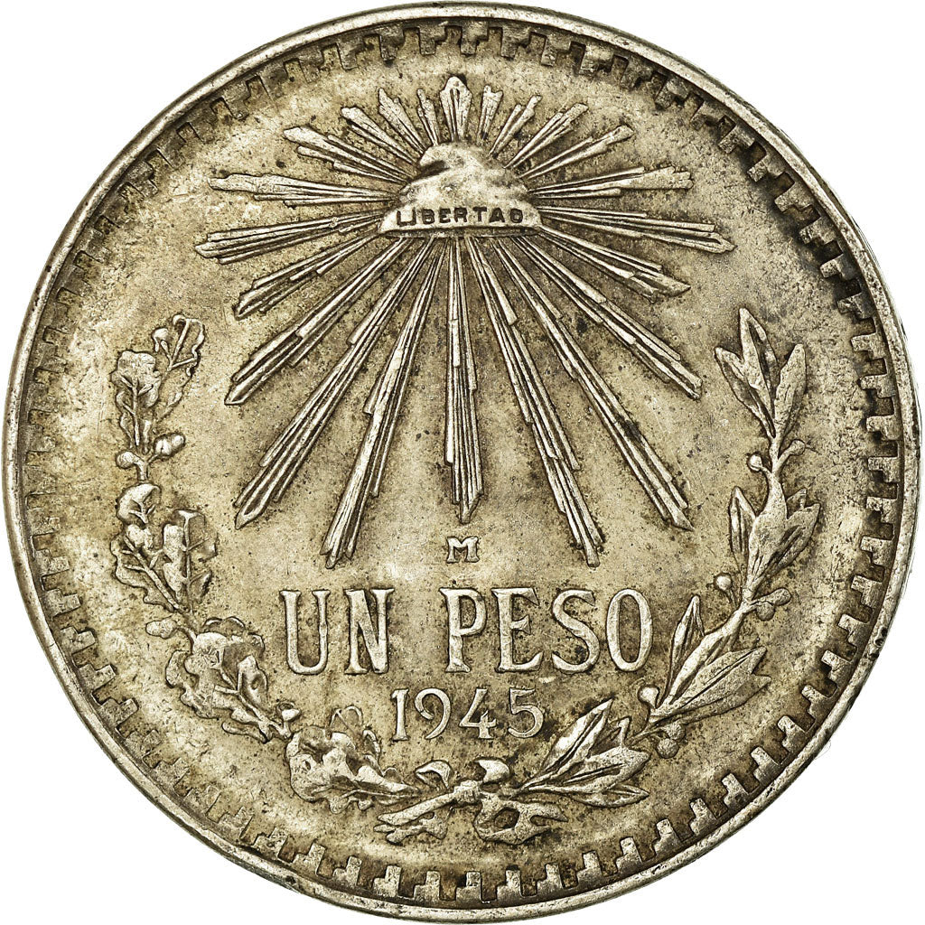 Coin, Mexico, Peso, 1945, Mexico City, VF(30-35), Silver, KM:455