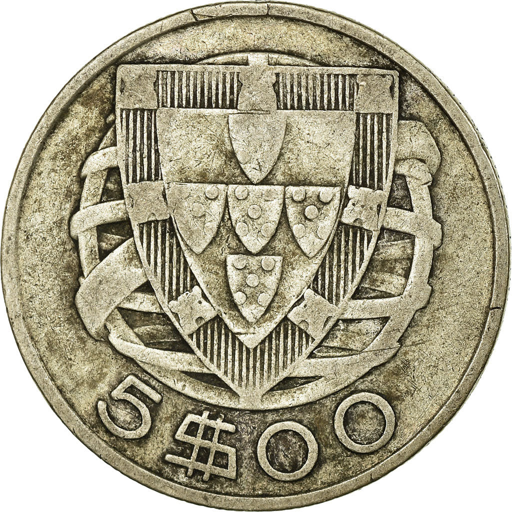 Coin, Portugal, 5 Escudos, 1934, VF(20-25), Silver, KM:581