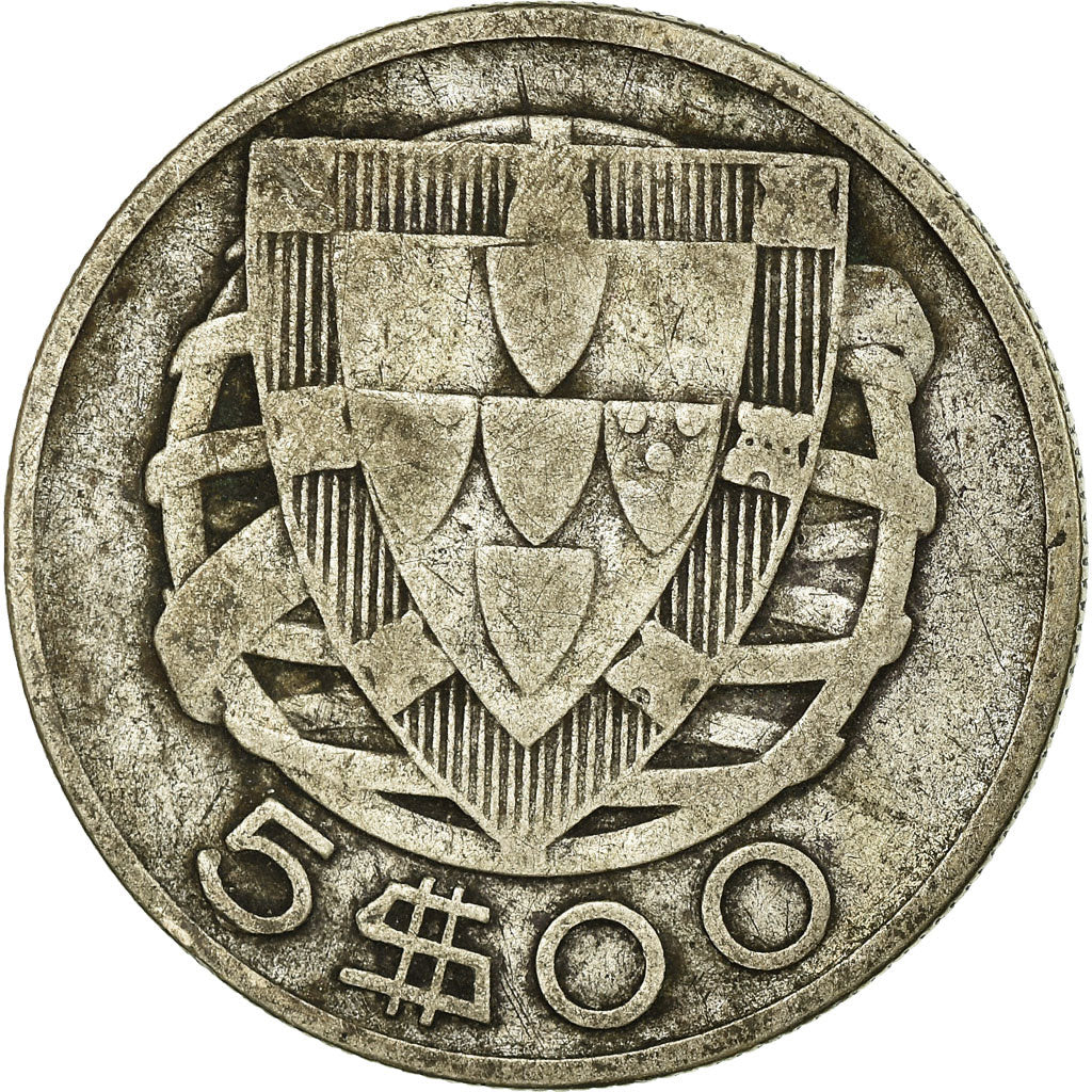 Monnaie, Portugal, 5 Escudos, 1933, B+, Argent, KM:581