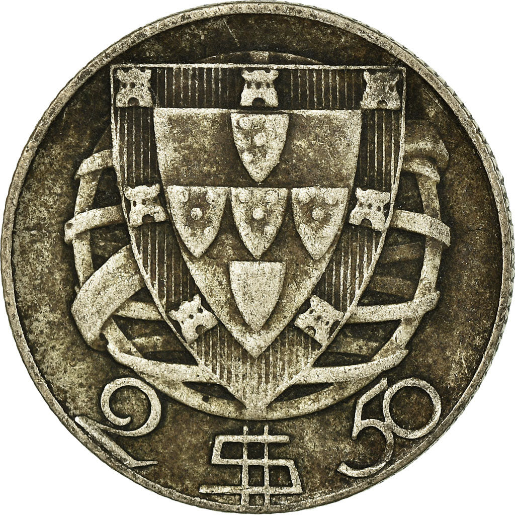 Coin, Portugal, 2-1/2 Escudos, 1943, VF(30-35), Silver, KM:580