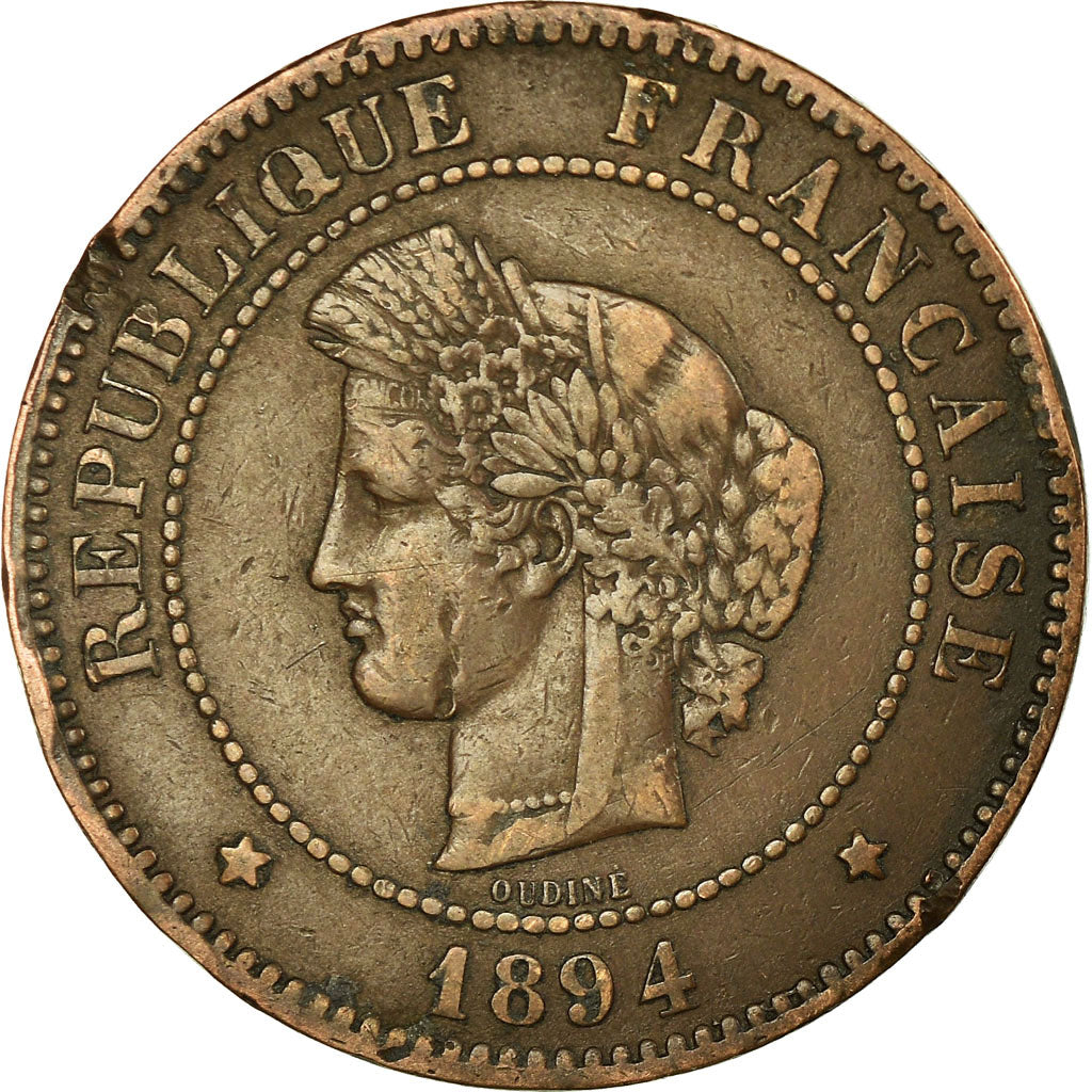 Moneta, Francja, Cérès, 5 Centimes, 1894, Paris, VF(30-35), Bronze, KM:821.1