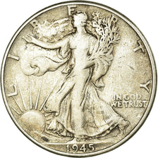 Coin, United States, Walking Liberty Half Dollar, Half Dollar, 1945, U.S. Mint