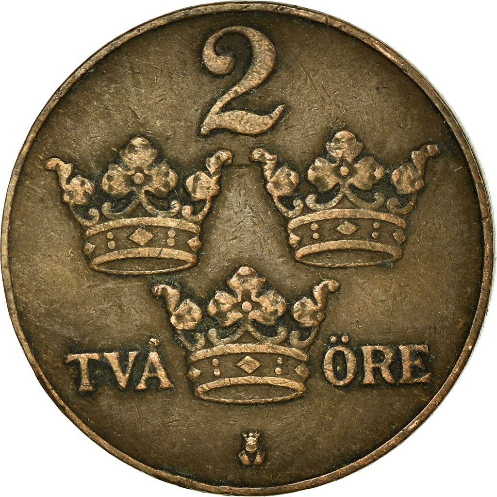 Moeda, Suécia, Gustaf V, 2 Öre, 1925, EF(40-45), Bronze, KM:778