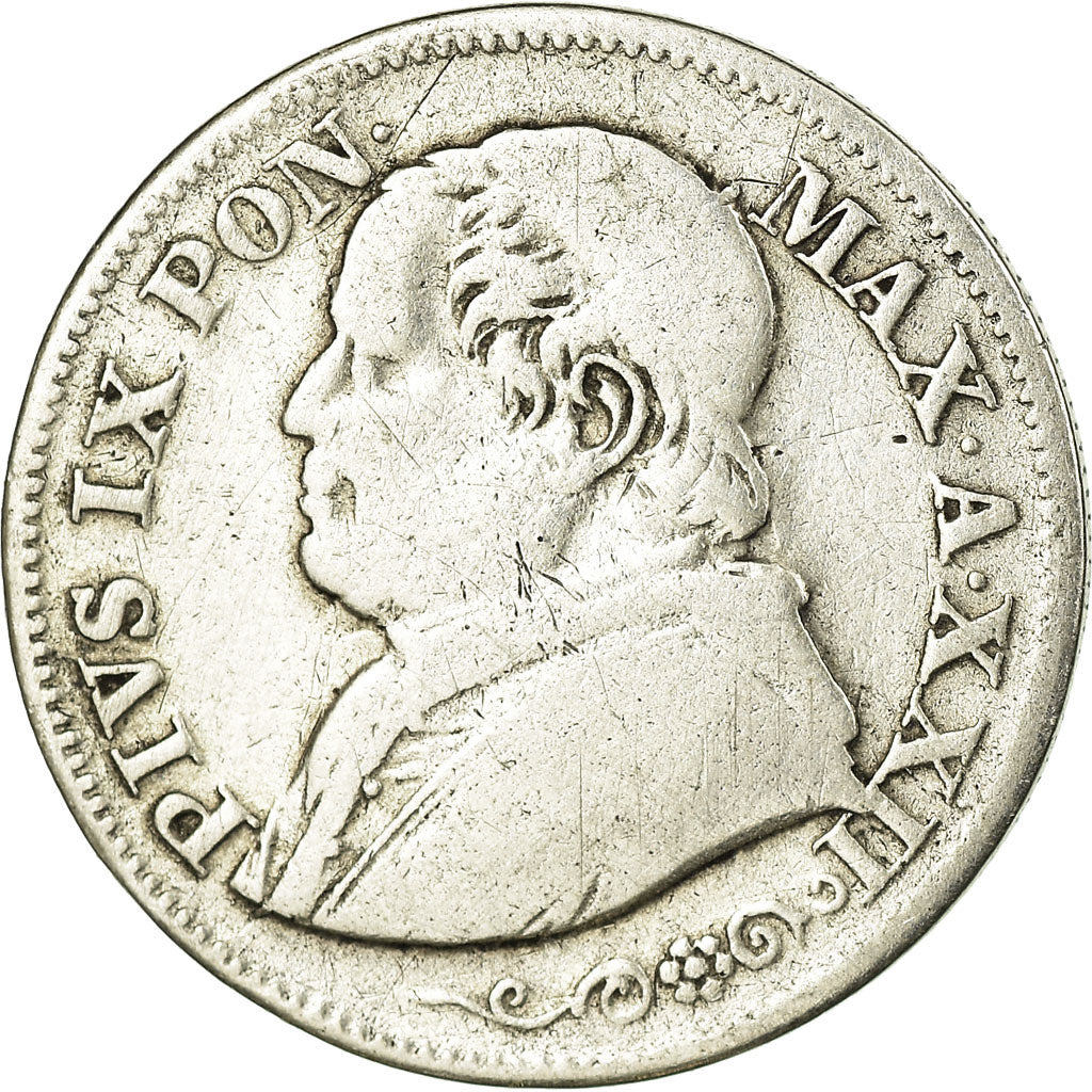 Coin, ITALIAN STATES, PAPAL STATES, Pius IX, 10 Soldi, 50 Centesimi, 1868, Roma