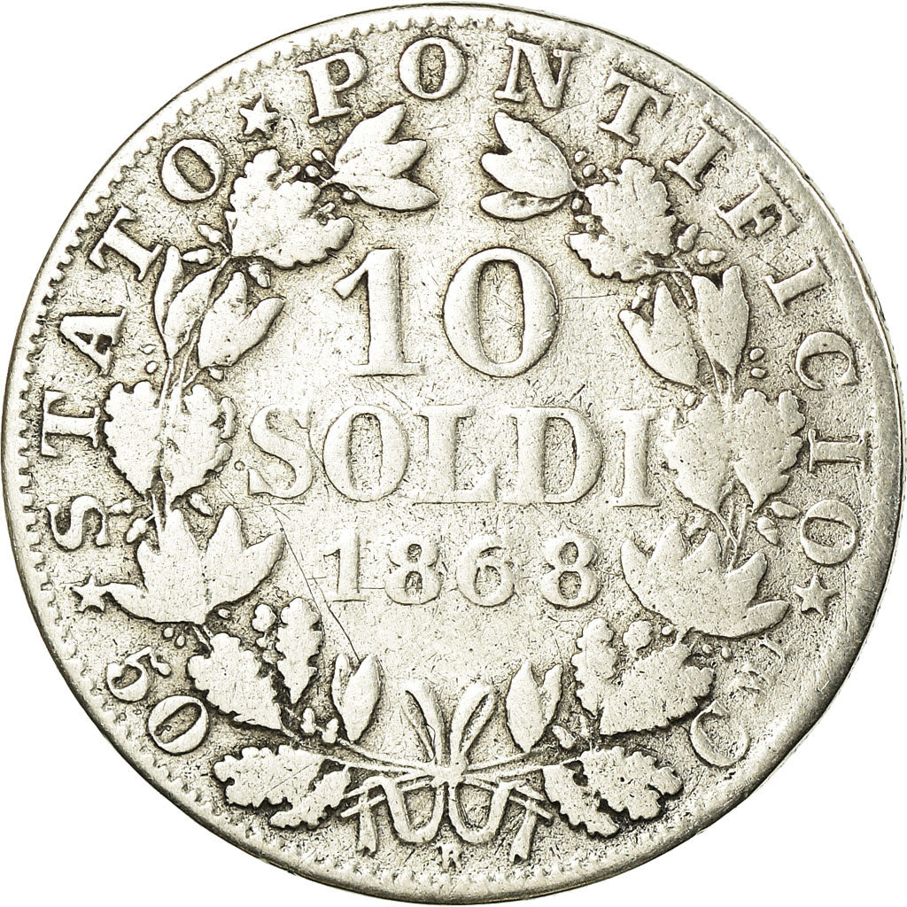 Coin, ITALIAN STATES, PAPAL STATES, Pius IX, 10 Soldi, 50 Centesimi, 1868, Roma