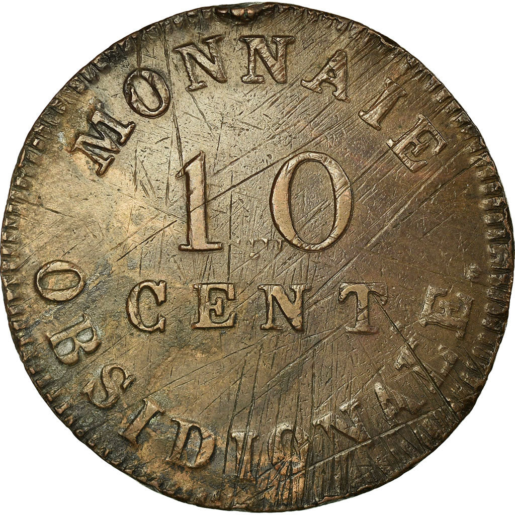 Monnaie, FRENCH STATES, ANTWERP, 10 Centimes, 1814, Anvers, TTB, Bronze
