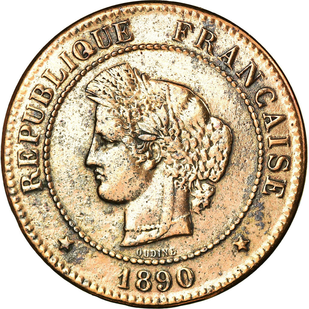 Monnaie, France, Cérès, 5 Centimes, 1890, Paris, TB+, Bronze, Gadoury:157a