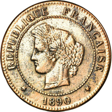 Monnaie, France, Cérès, 5 Centimes, 1890, Paris, TB+, Bronze, Gadoury:157a