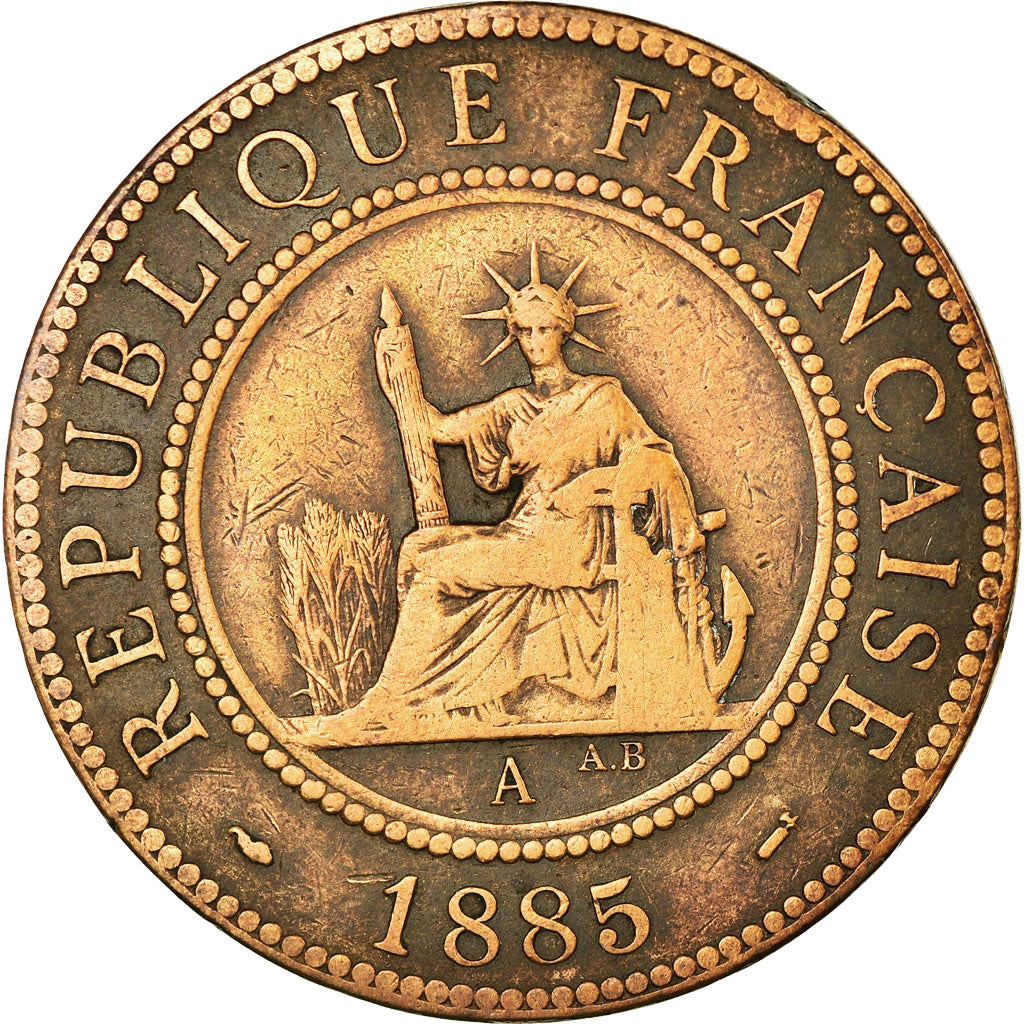 Coin, FRENCH INDO-CHINA, Cent, 1885, Paris, VF(20-25), Bronze, KM:1
