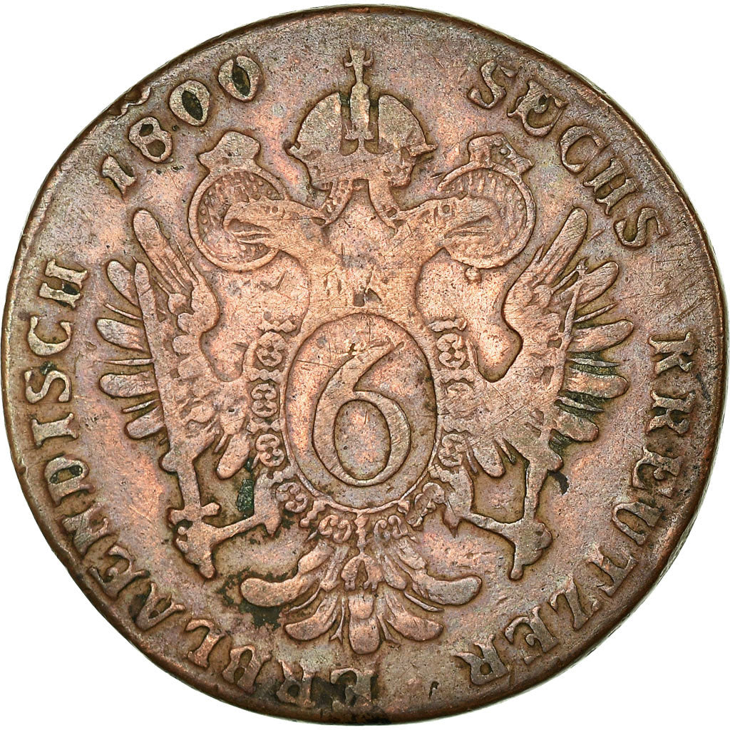 Coin, Austria, Franz II (I), 6 Kreuzer, 1800, EF(40-45), Copper, KM:2128