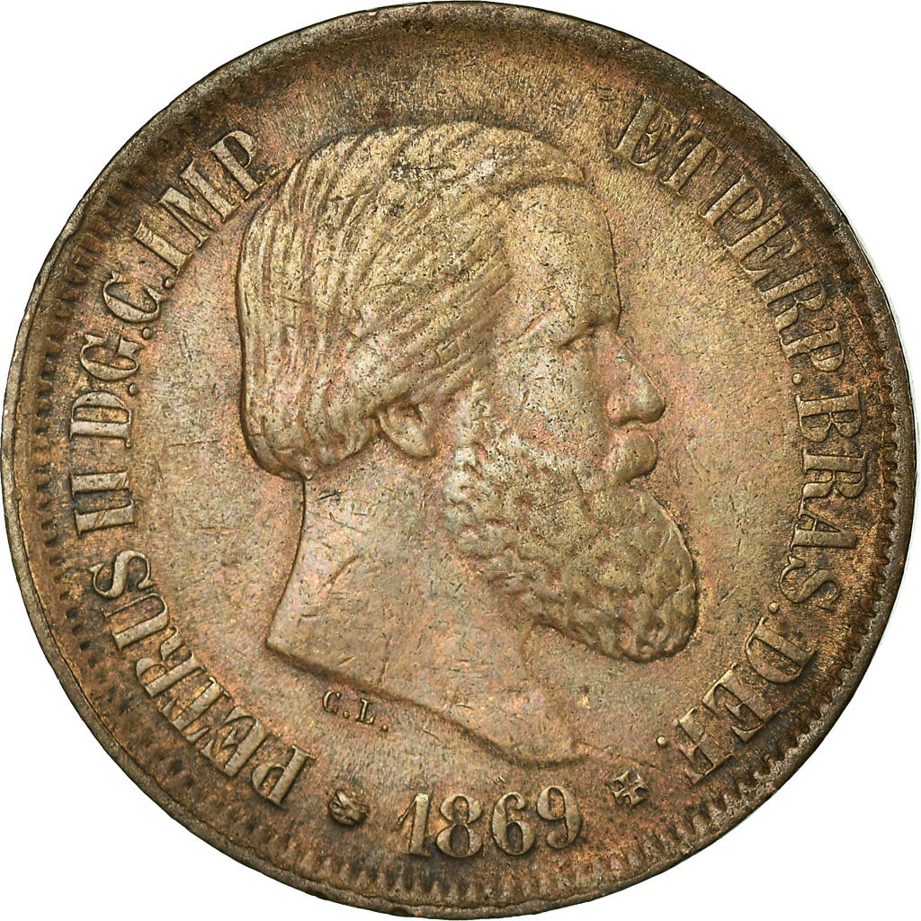 Münze, Brasilien, Pedro II, 20 Reis, 1869, SS, Bronze, KM:474