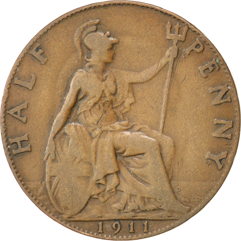 Coin, Great Britain, George V, 1/2 Penny, 1911, EF(40-45), Bronze, KM:809
