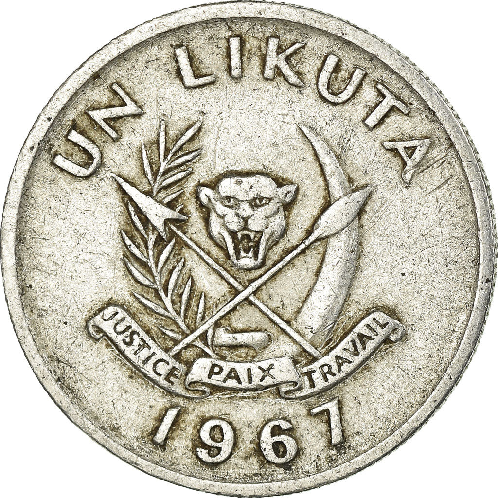 Monnaie, CONGO, DEMOCRATIC REPUBLIC, Likuta, 1967, Paris, TB+, Aluminium, KM:8