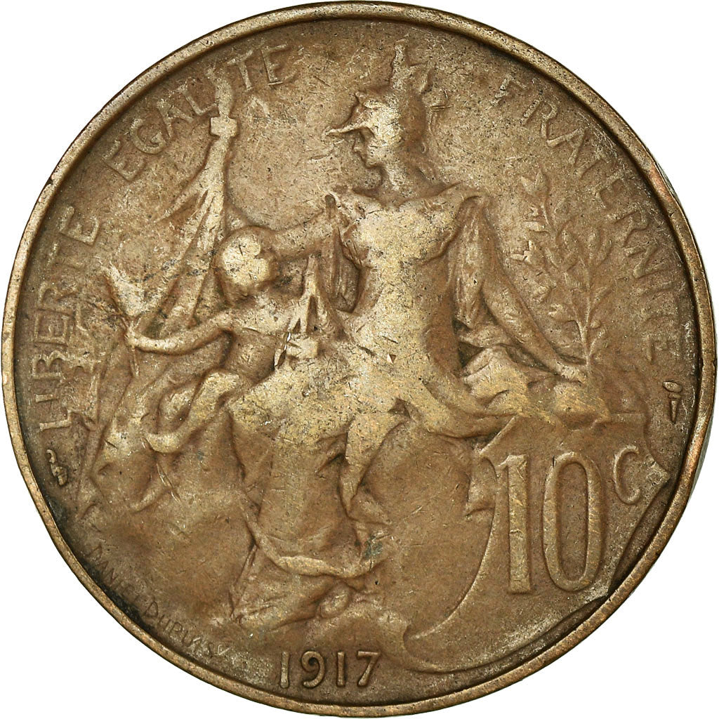 Münze, Frankreich, Dupuis, 10 Centimes, 1917, Paris, S+, Bronze, KM:843
