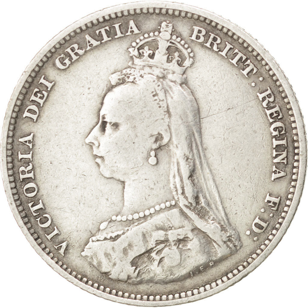 GREAT BRITAIN, Shilling, 1888, KM #761, VF(30-35), Silver, 5.54