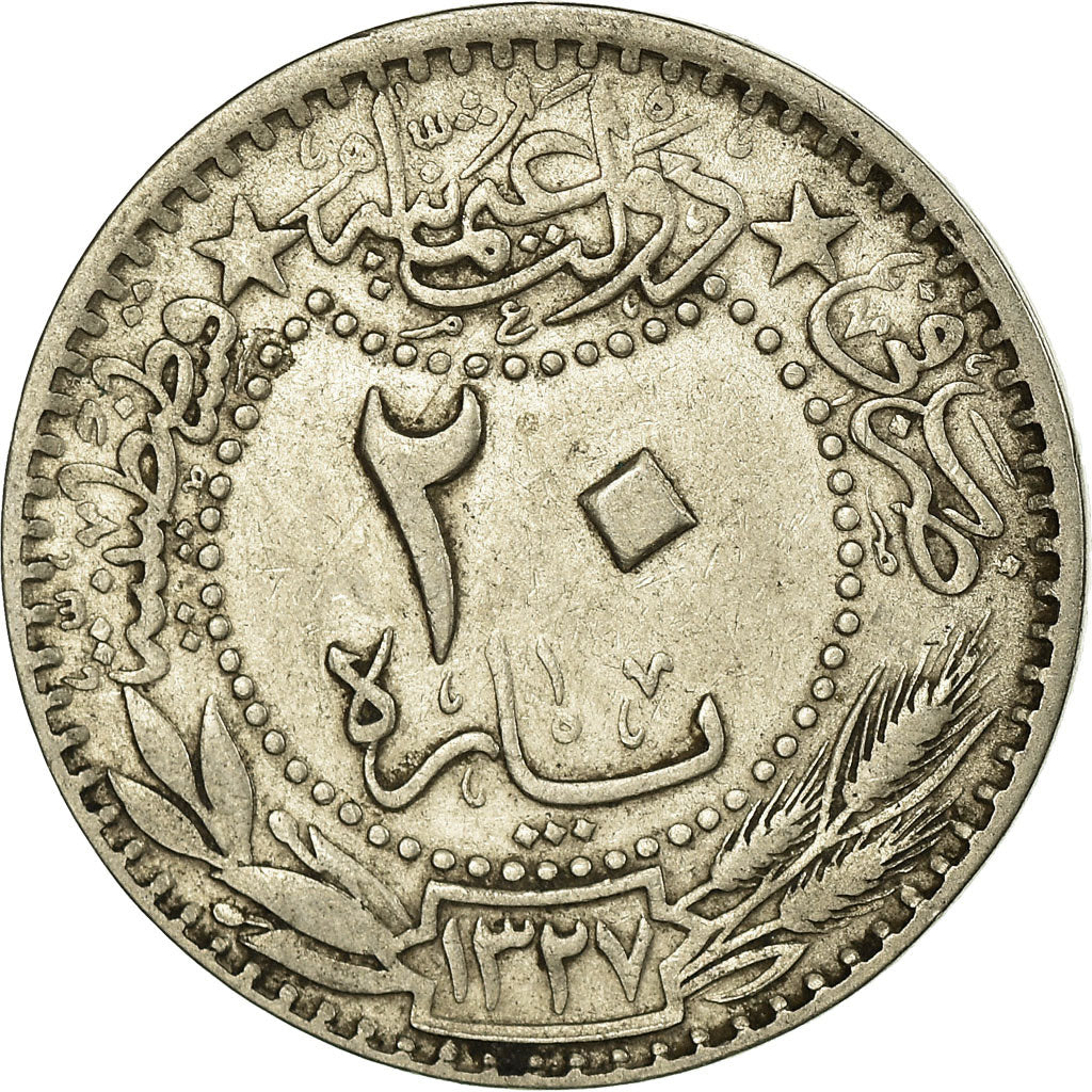 Coin, Turkey, Muhammad V, 20 Para, 1911/AH1327, Qustantiniyah, EF(40-45)