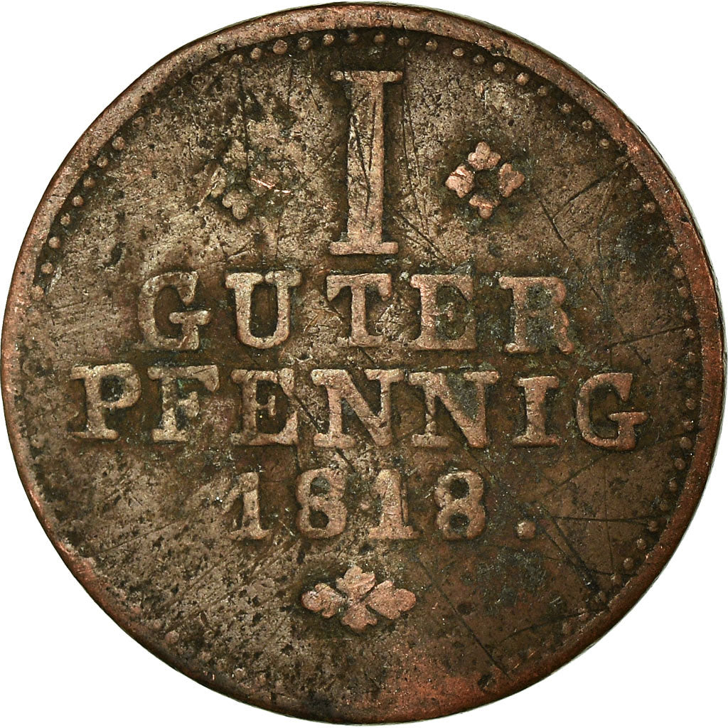 Coin, German States, SCHAUMBURG-HESSEN, Wilhelm I, Pfennig, 1818, Cassel