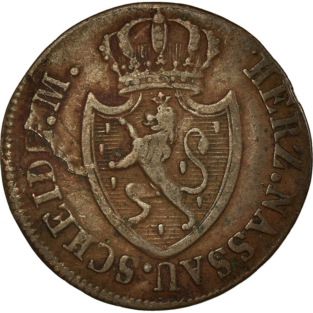 Munten, Duitse staten, NASSAU, Wilhelm, 1/4 Kreuzer, 1818, Usingen, FR+, Koper