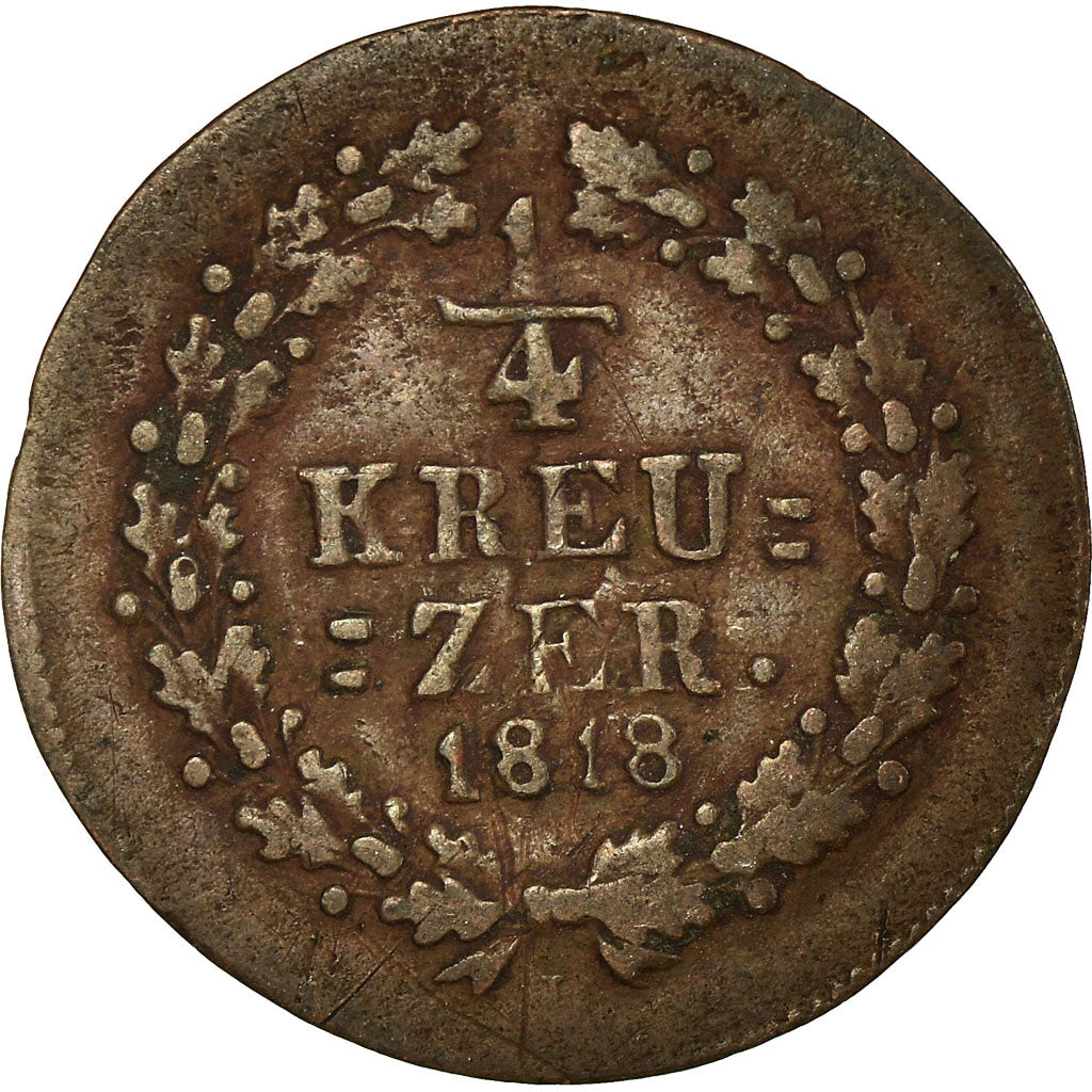 Munten, Duitse staten, NASSAU, Wilhelm, 1/4 Kreuzer, 1818, Usingen, FR+, Koper