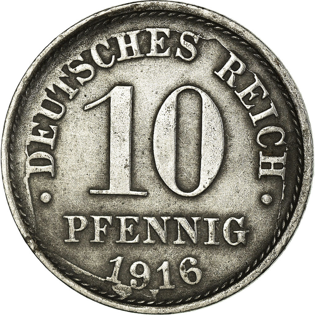 Coin, GERMANY - EMPIRE, 10 Pfennig, 1916, Berlin, EF(40-45), Iron, KM:20